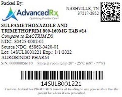Sulfamethoxazole Trimethoprim 800 160mg Qty 14 Ndc 80425 0002